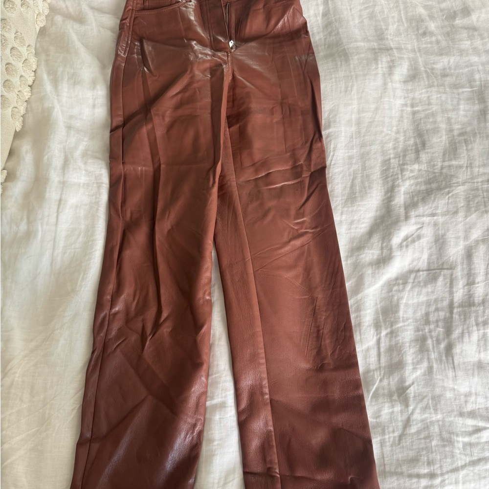 Aritzia Wilfred Brown Faux Leather Pants
